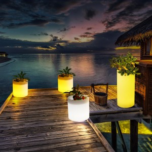 야외 정원 LED 조명 화분, RGB 색상 교환 플라스틱 LED 결혼식, 이벤트 파티, 호텔, 쇼핑몰 개막식 장식 (방수 IP68)