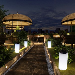 야외 정원 LED 조명 화분, RGB 색상 교환 플라스틱 LED 결혼식, 이벤트 파티, 호텔, 쇼핑몰 개막식 장식 (방수 IP68)