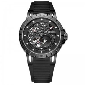 Baogela New Top Brand Luxury Men \\\\ \'S Watches Skeleton 자동 기계식 남성 방수 손목 시계 6772 Black