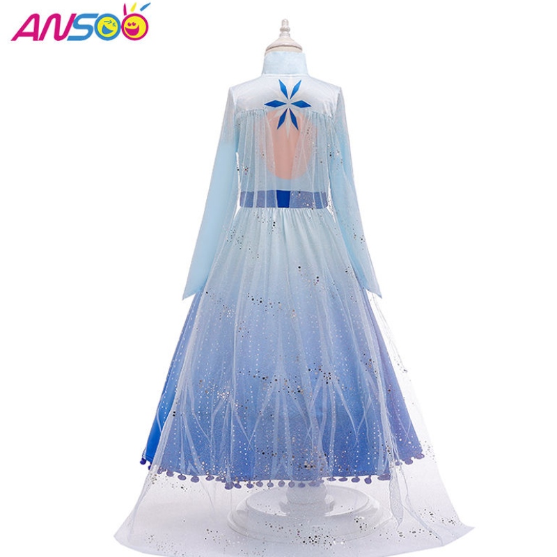 Ansoo Hot Sale Elsa Anna Cosplay Costume 3pcs 세트 여자 영화 공주 드레스 2-13 세 소녀