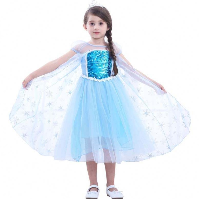 Princess Costumes 생일 파티 드레스 UP 어린 소녀 Elsa Beadings Princess Dress HCGD-044