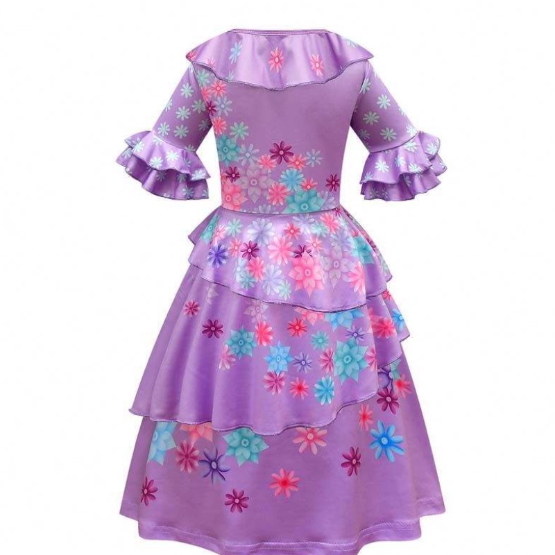 신제품 2022 어린이 소녀 Mirabel Madrigal Cosplay Outfit 드레스 up encanto isabela 드레스 가발 가발 hcis-006