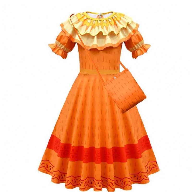 신제품 2022 어린이 소녀 Mirabel Madrigal Cosplay Outfit 드레스 up encanto isabela 드레스 가발 가발 hcis-006