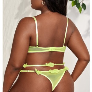 아플리크 세부 사항 한 쌍의 가터로 섹시한 란제리 세트