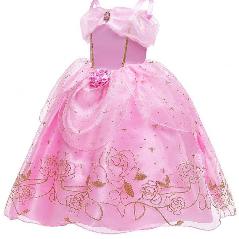 신장 공주 드레스 소녀 여름 팬시 파티 옷 핑크 공주 오로라 의상 hcsp-012
