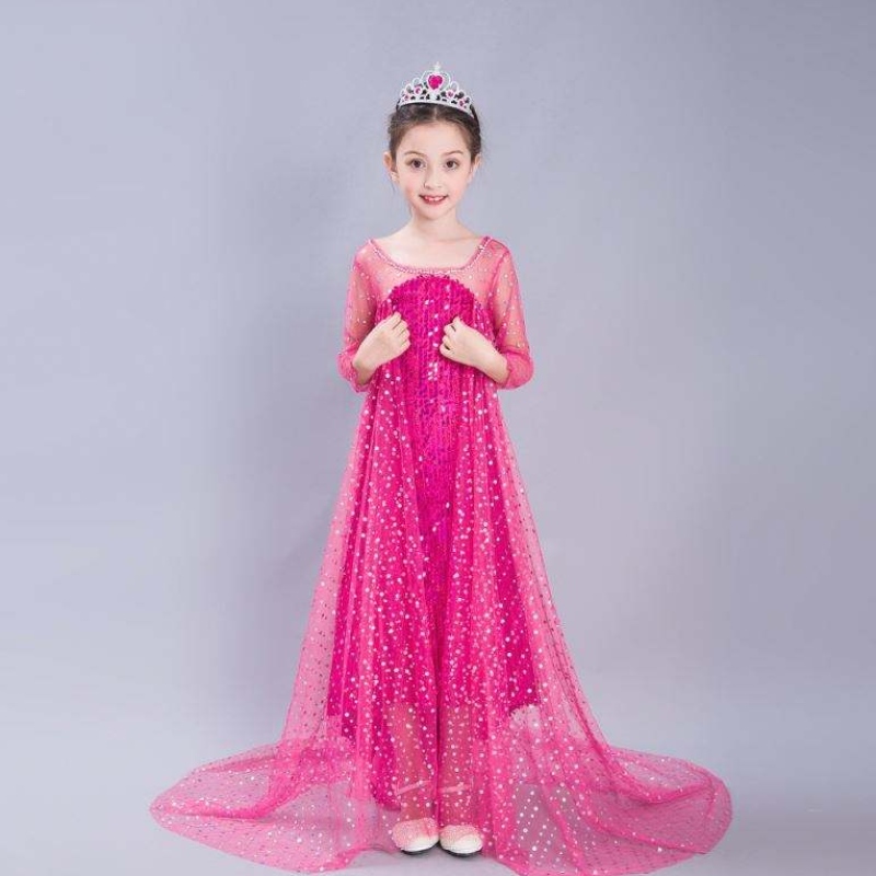 Baige Blue Elsa Squined Girl Kids Halloween Cosplay Costume Elsa Ana Princess Dress