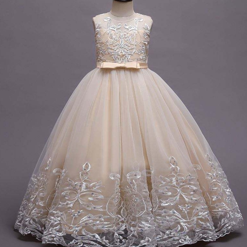 바이거 긴 스타일 어린이 웨딩 볼 가운 가운 여자 드레스 디자인 파티 파티 롱 드레스 9101