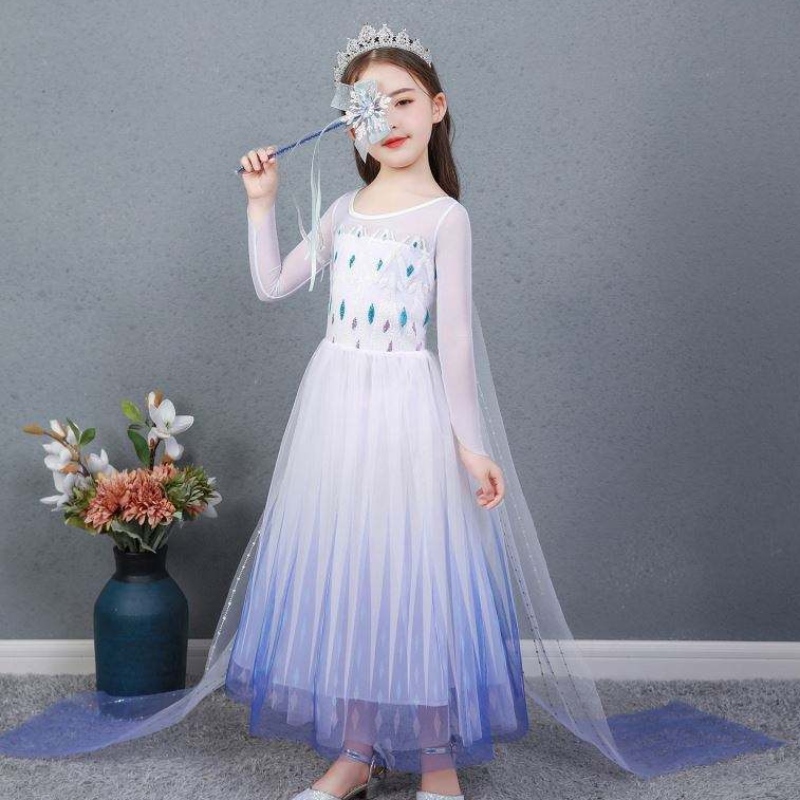 Baige Kids Girl Fancy Cosplay Long Cape Cosplay Party Princess Elsa 드레스 의상