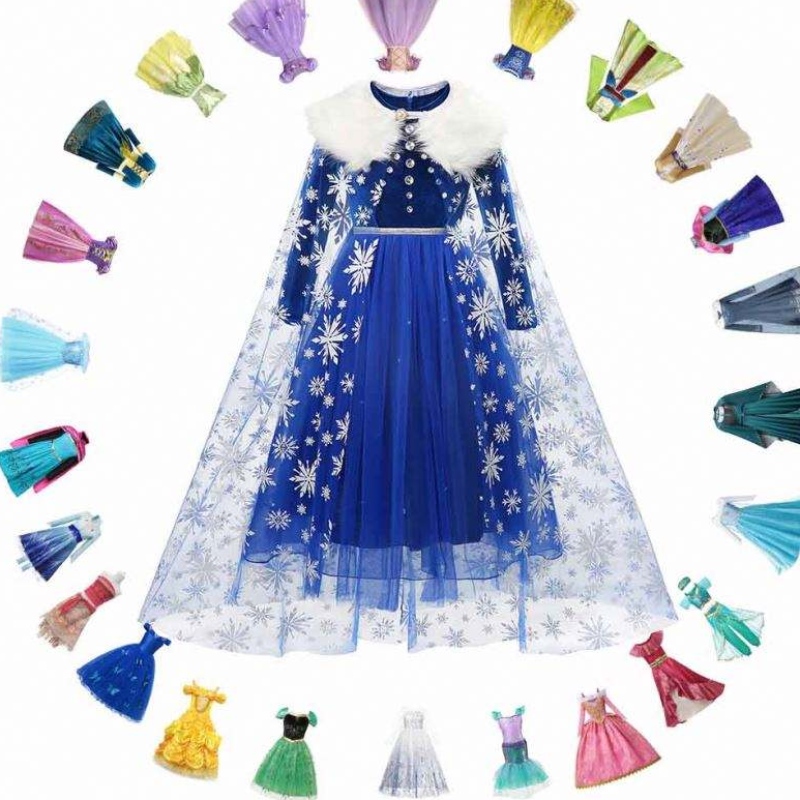 프린세스 엘사 겨울 드레스 여자 긴 소매 frozen2 할로윈 의상 어린이 라푼젤 tiana mulan cosplay