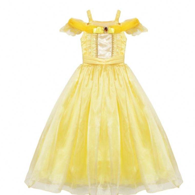 여자 벨 프린세스 드레스 아이 벨 코스프레 의상 아기 소녀 드레스 업 옐로우 팬시 드레스 유아 할로윈 파티