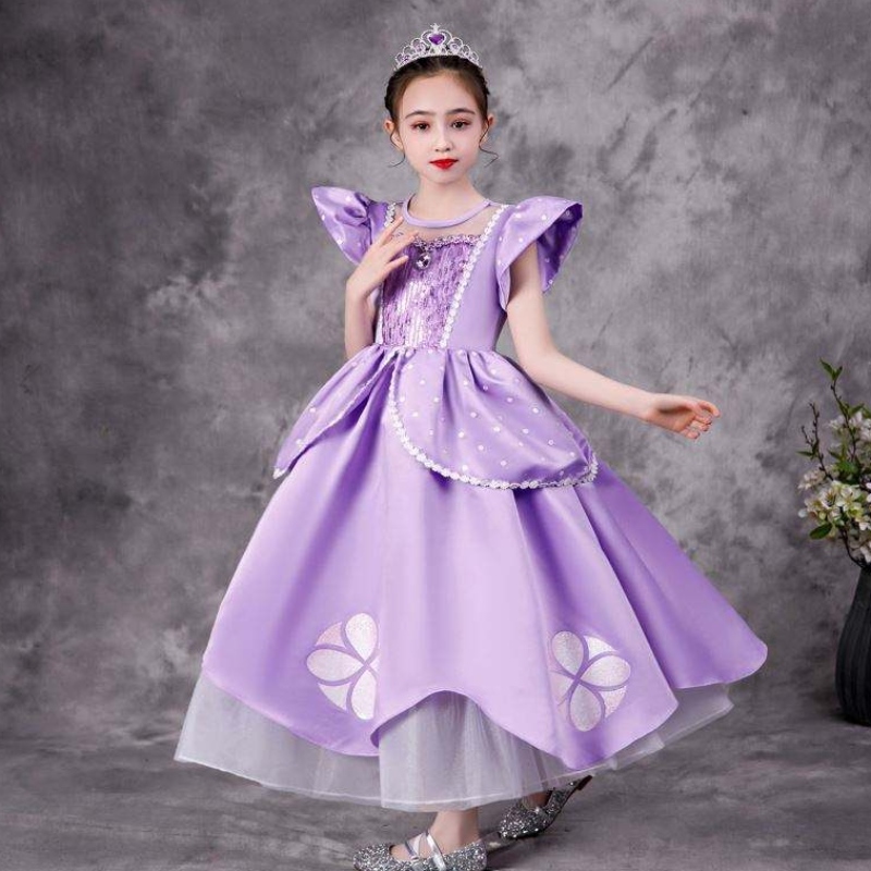 Baige Purple Sofia Rapunzel Elsa Anna Belle Princess TV 영화 의상 소피야 공주를위한 공주