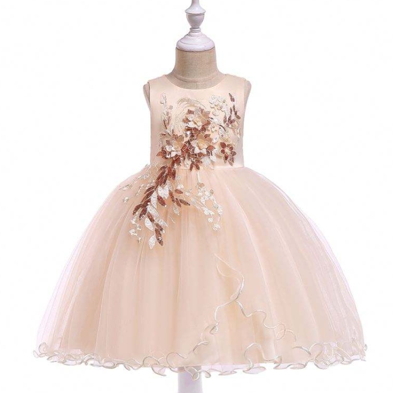 Baige Kids Garments White Flower Girl Dress 자수 파티웨어 이브닝 드레스 L5060