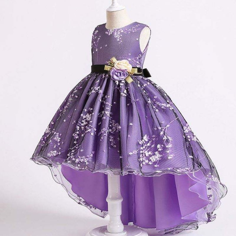 Baige Children Dress Girls Bow Wedding Gown Trailing Western Party Wear 형제 공주 소녀 \\의 드레스 2153