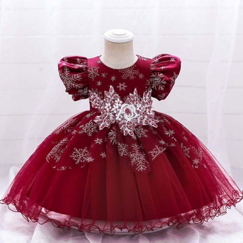 Baige Baby Girl Frocks 디자인 짧은 소매 공연 댄스 드레스 어린이 \\의 파티 착용 가운 L2028xz
