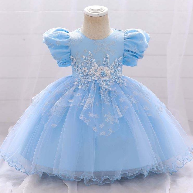 Baige Baby Girl Frocks 디자인 짧은 소매 공연 댄스 드레스 어린이 \\의 파티 착용 가운 L2028xz