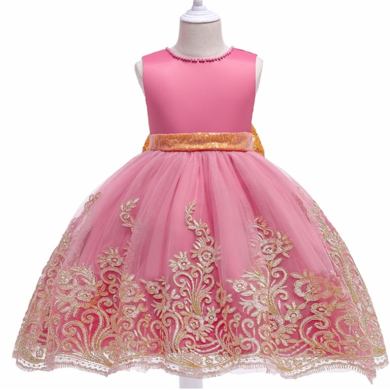 Maqtz 2021 New Girl Princess Ball Gown Kids 큰 활을 가진 공식 생일 파티 드레스