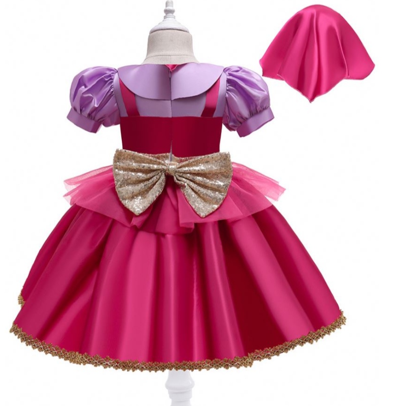 Baige Rose Red Red Riding Hood Costume Flower Girl 파티 드레스 무료 헤드 밴드 D0702