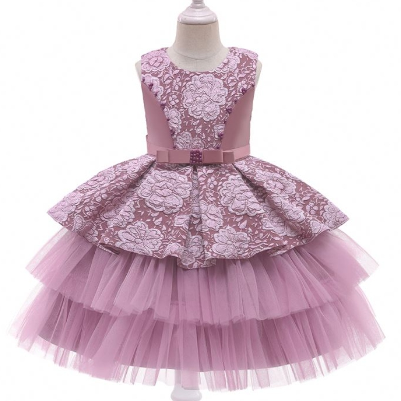 Baige Princess Flower Girl Dress 생일 대회 파티 파티 드레스 여름 소녀 어린이 옷 드레스 3-10 년