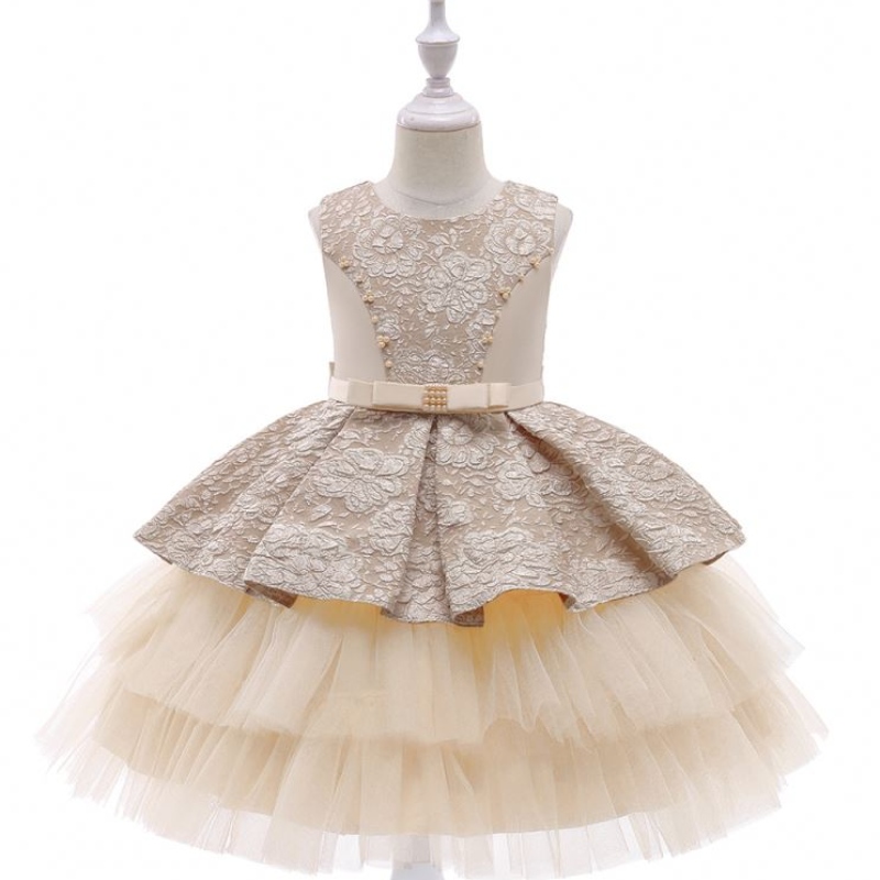 Baige Princess Flower Girl Dress 생일 대회 파티 파티 드레스 여름 소녀 어린이 옷 드레스 3-10 년