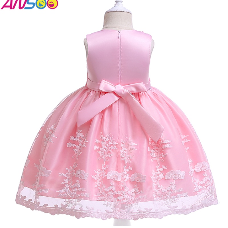 Ansoo Summer Flower Kids 여자를위한 푹신한 분홍색 드레스 4colors 아기 소녀 파티 Tutu Red Dress Wedding Princess Kids