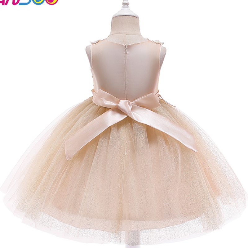 Ansso Factory Direct Sale Kids Clothing Daily Tutu Dress with Bow 도매 유아 아기 여자 공주 후 오렌지 드레스