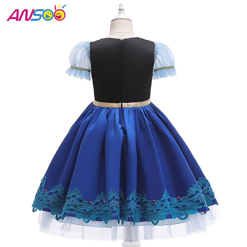 Ansoo Kids 여자 공주 여왕 Elsa Anna Halloween 코스프레 의상 팬시 드레스 치마