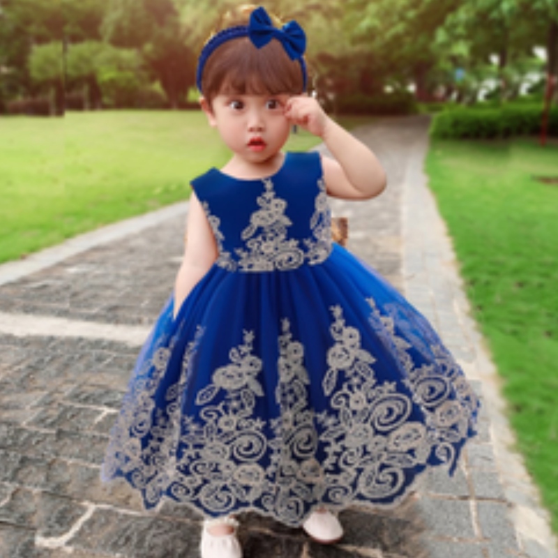 Baige New Lace Frock Kids Party Wear 0-6 Flower Girl 생일 파티 볼 가운