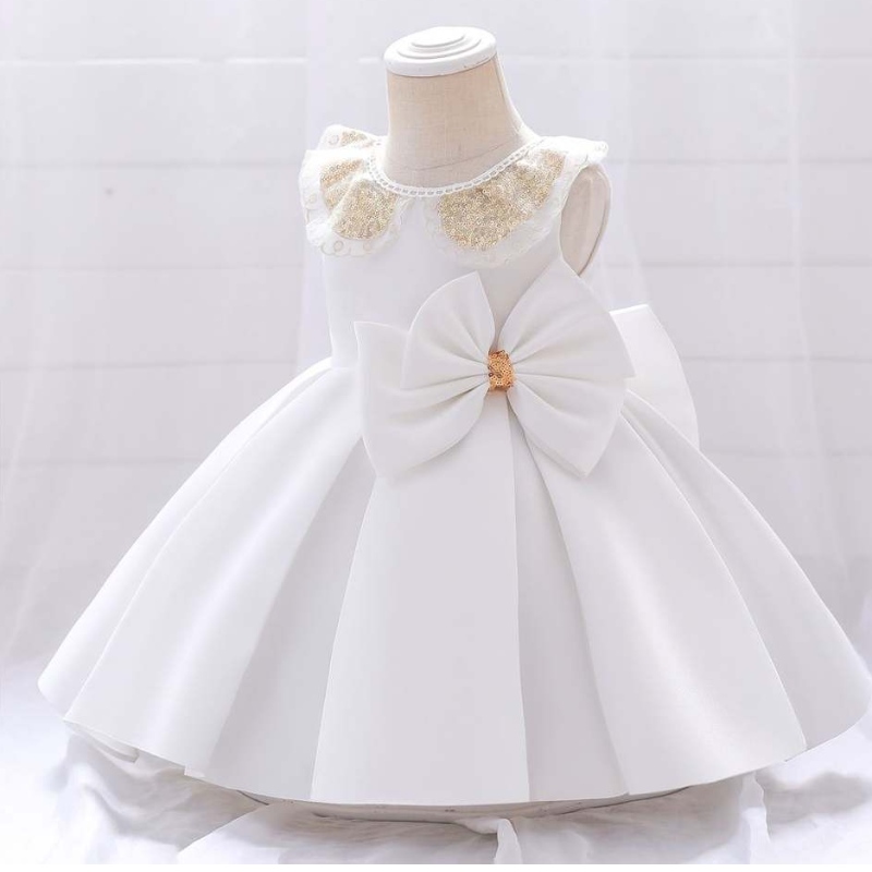 Baige New New Born Baby Girl 파티 드레스 White First Communion 세례식 가운 유아 침례 드레스