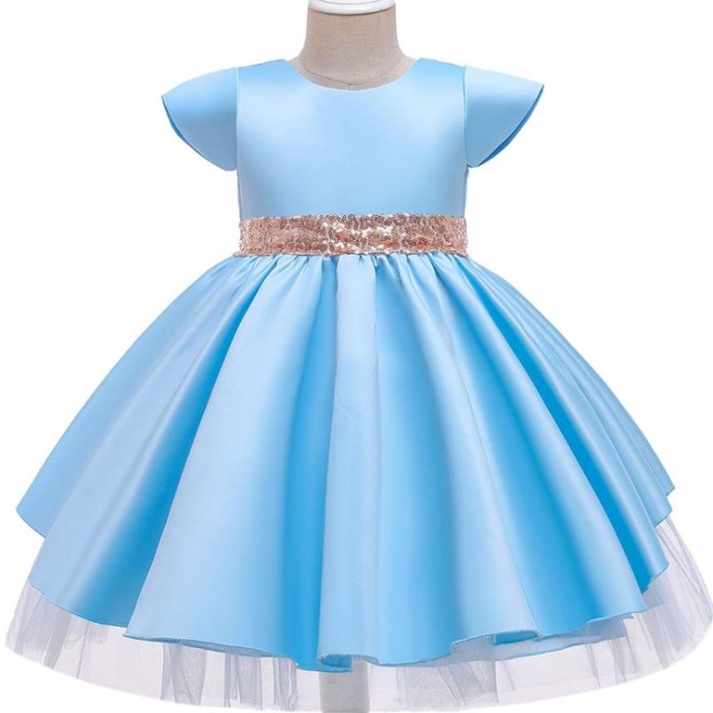 Baige New 도착 새로운 도착 New Fashion Girls Short Sleeve Princess Dress Party Children Mesh Dress