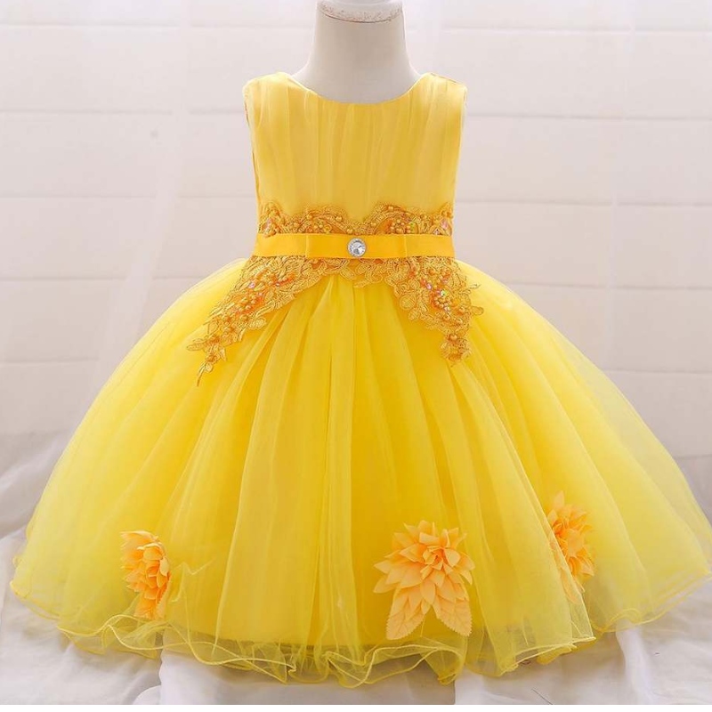 전세계 무료 배송 2019 New Fashion Sleeveless Kids Chiffon Floral Princess Party Dress 유아 여자 여자 결혼식 풀 드레스