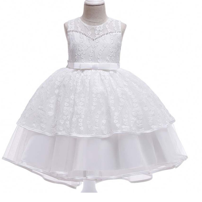 Baige Kids Clothing New Design Summer White Sleeveless Girl \\ 'S Wear Party Dress L5208