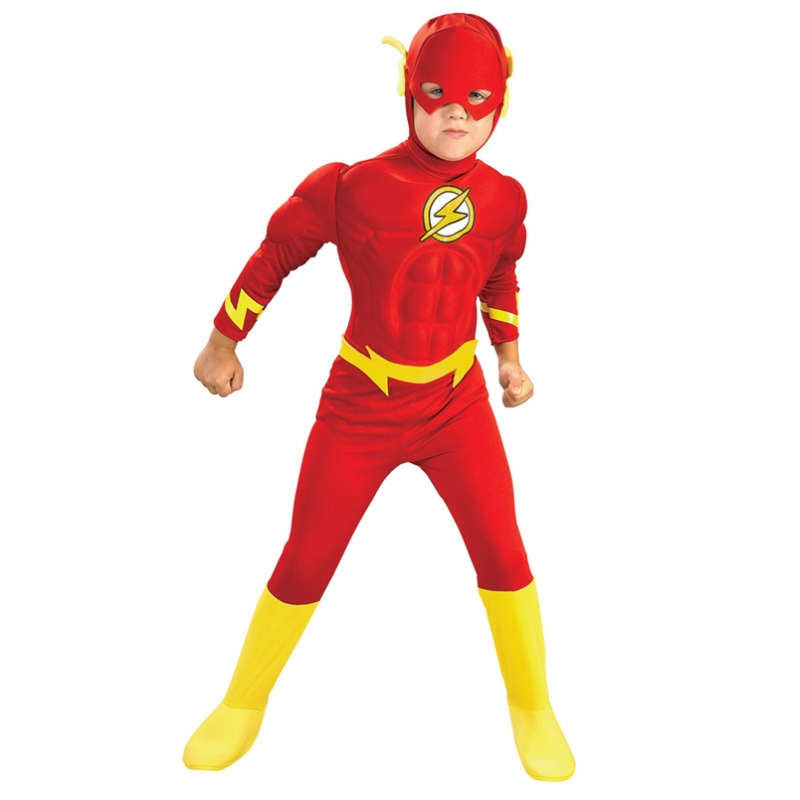 Boy The Flash Muscle Superhero Fancy Dress Kids Fantasy Comics 영화 카니발 파티 할로윈 코스프레 의상 의상