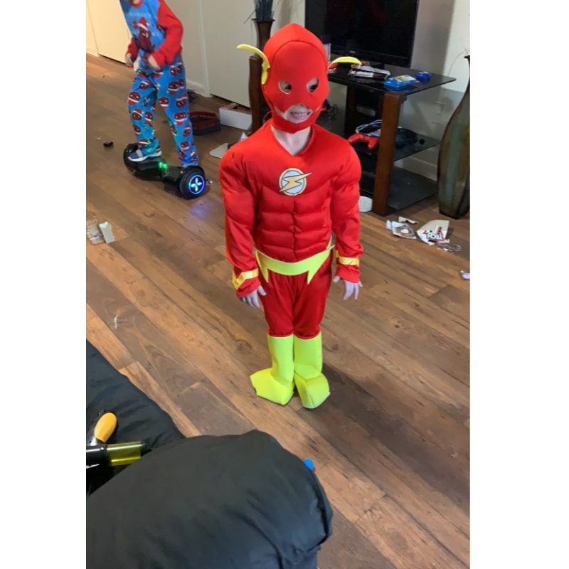 Boy The Flash Muscle Superhero Fancy Dress Kids Fantasy Comics 영화 카니발 파티 할로윈 코스프레 의상 의상