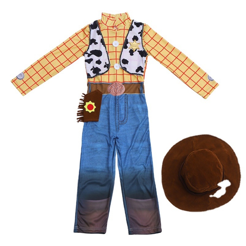 Hot Sale Fashion in Stock Halloween Kids Western Cowboy 의상 3-10 년 소년