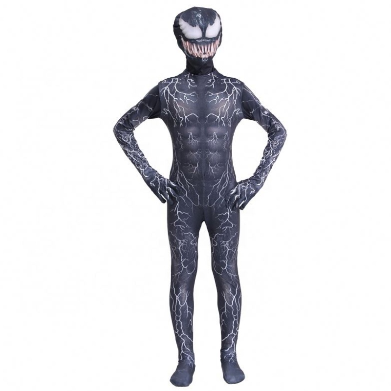 흑인 근육 Zentai Bodysuit 성인 슈퍼 히어로 무서운 공포 수트 Spiderman Halloween Cosplay Symbiote Venom 의상 소년