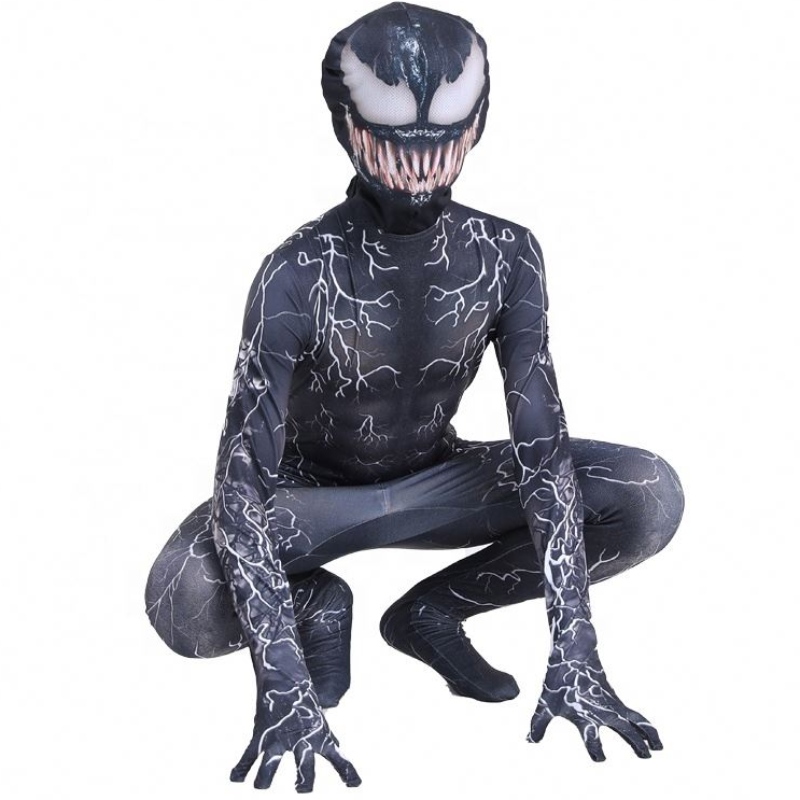 흑인 근육 Zentai Bodysuit 성인 슈퍼 히어로 무서운 공포 수트 Spiderman Halloween Cosplay Symbiote Venom 의상 소년