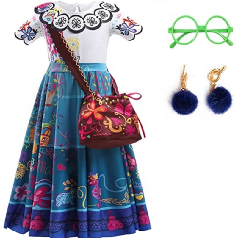 Baige Mirabel Cosplay Costume 어린이 어린이 멋진 카니발 할로윈 공주 드레스 Encanto Madrigal Dress