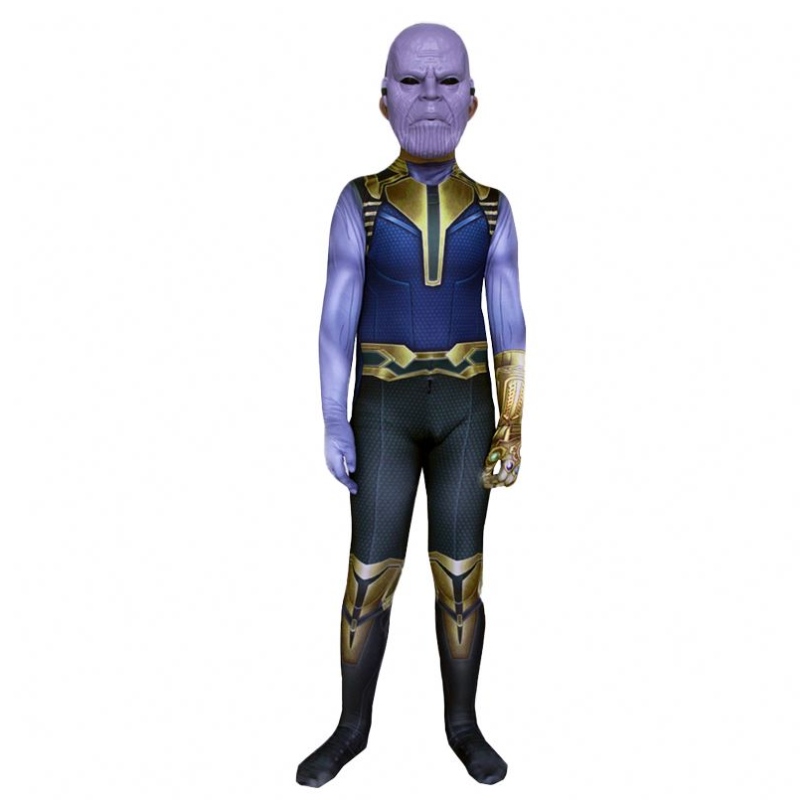 Infinity War Avenger Tight Jumpsuit Bodysuit Halloween Kids&men Devil 영화 영화 코스프레 공장 공급 Thanos 의상 마스크