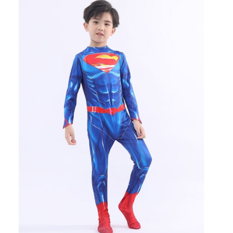 중국 공장 부모-자녀 평행 TV&movie Super Hero Cosplay 의상 할로윈 옷 의상 DE Super Man with Cape