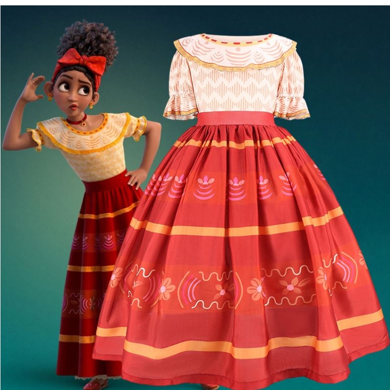 Baige Mirabel Cosplay Costume 어린이 어린이 멋진 카니발 할로윈 공주 드레스 업 Encanto Madrigal Dress