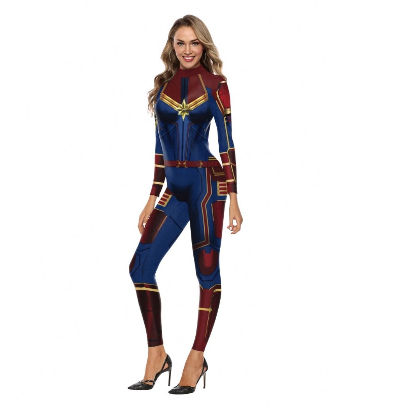 2022 Amazon New Design TV&movie Cosplay 의상 디지털 인쇄 열전기 선장 Marvel 캐릭터 의상 여성 Bodysuit