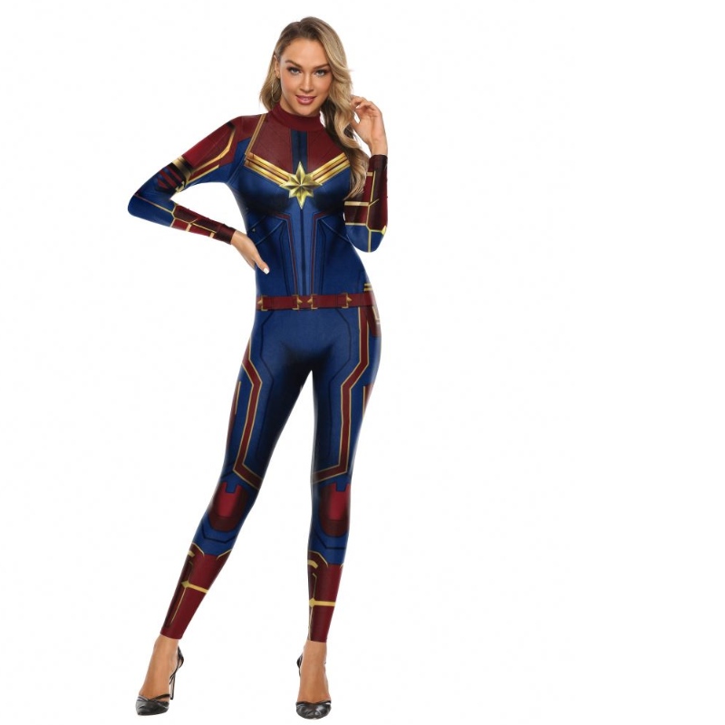2022 Amazon New Design TV&movie Cosplay 의상 디지털 인쇄 열전기 선장 Marvel 캐릭터 의상 여성 Bodysuit