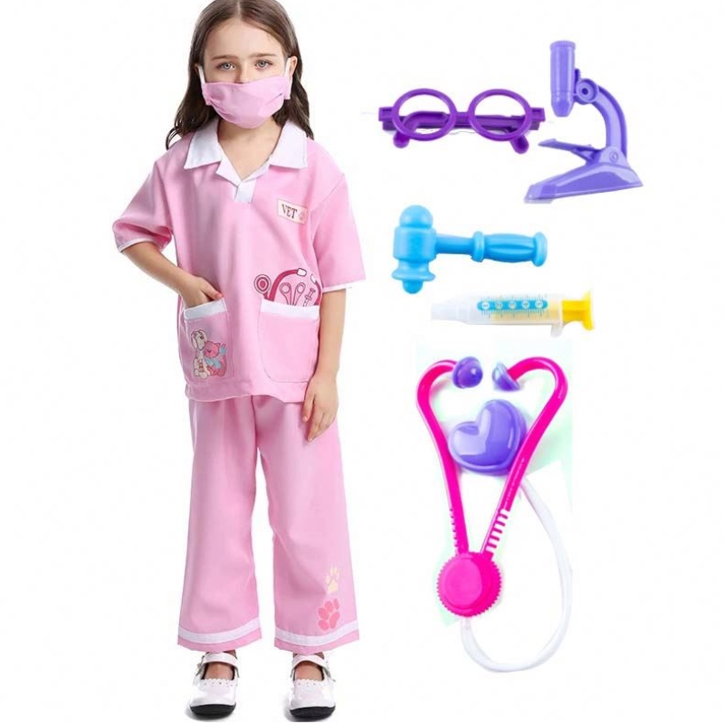 Dr Uniform Animal Doctor 수의사 척하는 놀이 드레스 업 세트 할로윈 의상 의료 키트 HCBC-013
