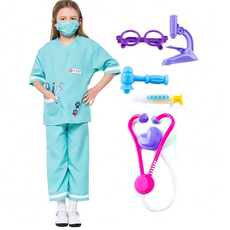 Dr Uniform Animal Doctor 수의사 척하는 놀이 드레스 업 세트 할로윈 의상 의료 키트 HCBC-013