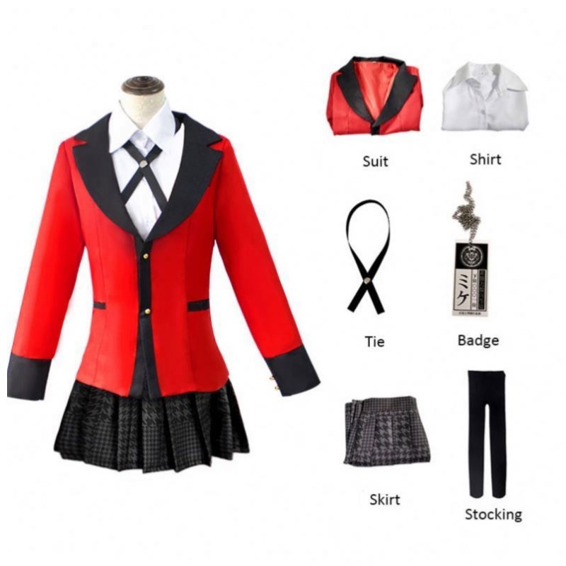 Nime Kakegurui Cosplay 그림 Yomotsuki Runa 코스프레 의상 코트 JK 여고생 유니폼 까마귀 할로윈 드레스 여성