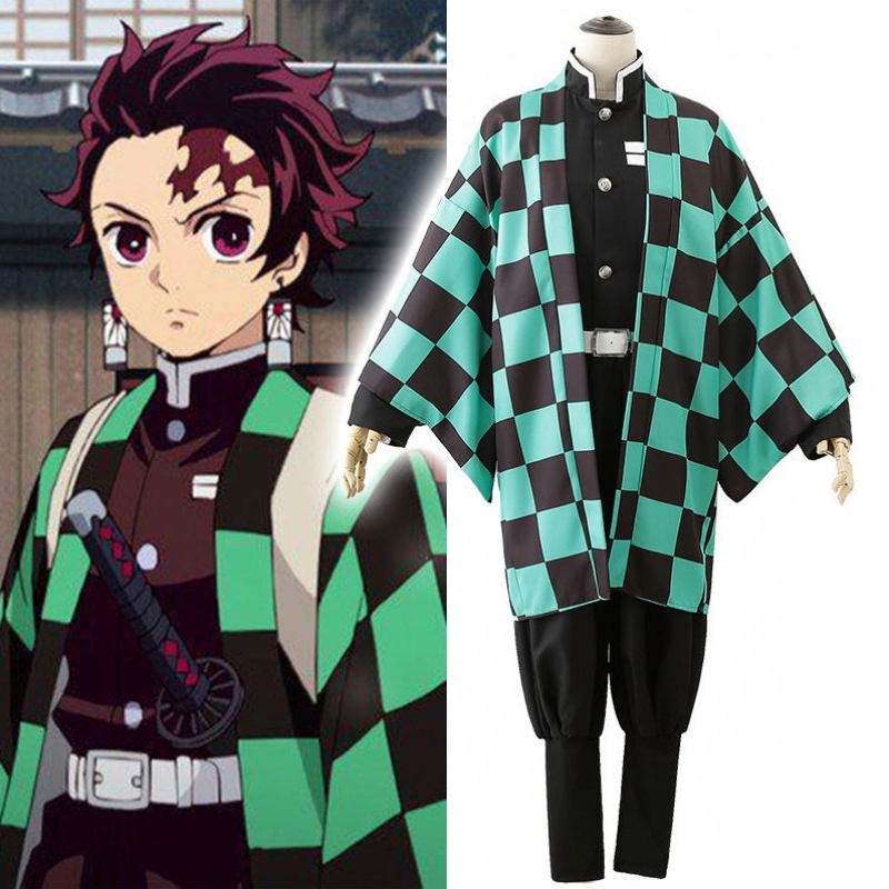 뜨거운 판매 애니메이션 악마 슬레이어 kimetsuno yaiba tanjirou kamadonezuko cosplay 여자와 남자 Kimono Cosplay 의상 세트