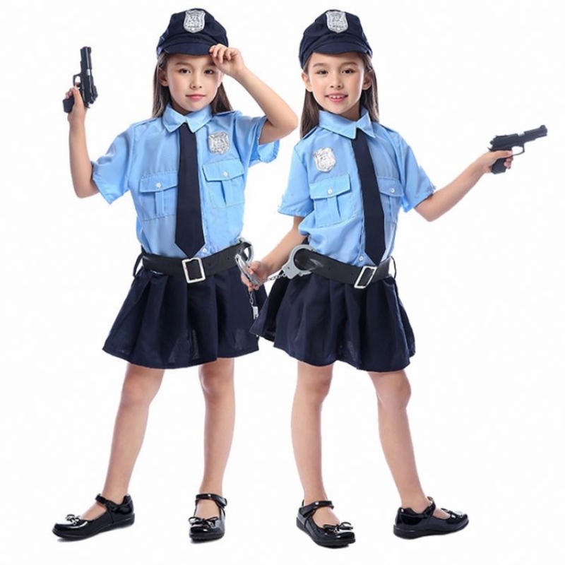 여자 할로윈 경찰관 의상 의상 아이 어린이 롤 플레잉 코스프레 남자 유니폼 파티 팬시 드레스
