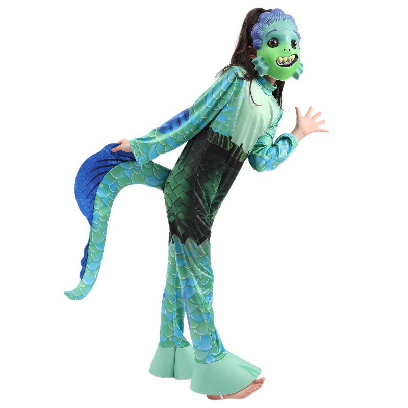 새로운 스타일 어린이 영화 Sea Monster Cosplay Jumpsuit Boys Luca Halloween Costumes for Children