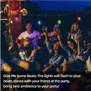 48 피트 색상의 실외 문자열 조명, 15 LED 전구 산산이 방해성, IP65 방수, RGBW 플래시 스트링 라이트, 안뜰 정원의 장식 조명