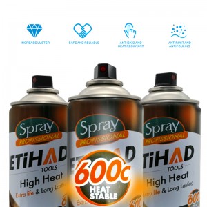 600 섭씨 고온 검은 색 및 은색 에어로졸 스프레이 페인트 고열 아크릴 스프레이 페인트 스토브 BBQ